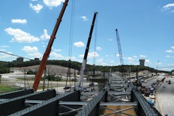 Barnhart Crane & Rigging Co. had to ensure that the cranes could reach far enough, yet stay within their rated capacity, when setting girders for the flyover ramps.