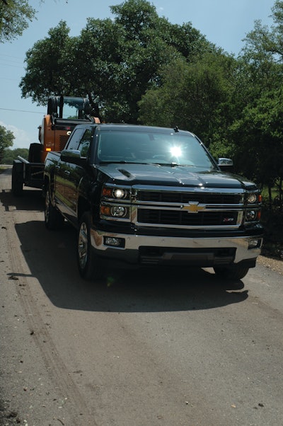The V-8 equipped Silverado proved up to the task, towing this 8,000-lb. load with no ill handling and easily maintaining 65 mph on the freeway.
