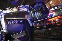 JCB Chairman Sir Anthony Bamford pictured with the one millionth machine produced by the company.