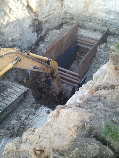 The sewer line installation project used a open cut and trenchless combination installation approach.