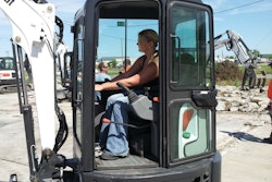 New Assistant Editor Jessica Stoikes operates an E26 Excavator at the Bobcat Attachments Boot Camp in Fargo, ND