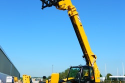 The 514-56 telescopic handler delivers a 56-ft. maximum lift height and a 14,000-lb. maximum lift capacity.