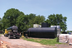 McCormick Works plant loading a tanker of sealcoat to be delivered to a customer