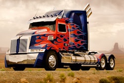 The upgraded, custom-built Optimus Prime from Western Star (a subsidiary of Daimler Trucks North America).