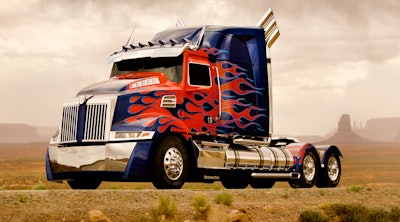 The upgraded, custom-built Optimus Prime from Western Star (a subsidiary of Daimler Trucks North America).
