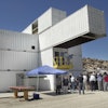 A large portion of the Chip Energy building was already in place to demonstrate the project's unique construction method of using shipping containers for the primary structure.