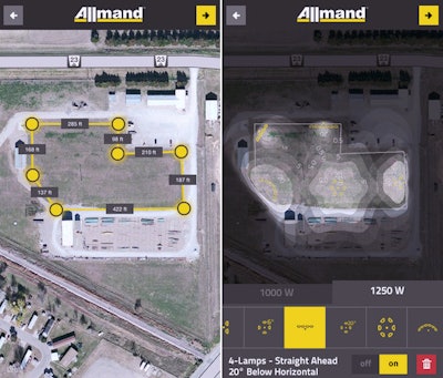 Screen shot of the Allmand Lighting Mobile App