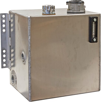 Aluminum hydraulic reservoir with an 18-gal. usable capacity