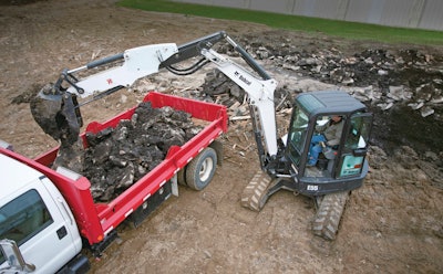 Bobcat offers an optional extendible arm its 5 ½-ton excavator that can provide needed reach without requiring you to jump to the next size machine.