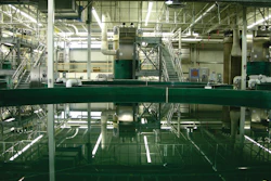 The hatchery’s completed fish tanks are 28 feet in diameter and 8 feet deep. Used in groupings of two or three, the tanks comprise the largest area inside the hatchery. Due to the intensive water reuse and treatment recirculating process, the tanks only use 50 gpm of makeup water while circulating 1,000 gpm through the tank group.