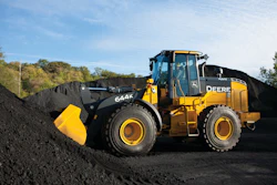 The 644K Hybrid Wheel Loader from John Deere utilizes two sources of energy: diesel and electric. The loader captures regenerated energy as it's being created and uses it to power the machine.