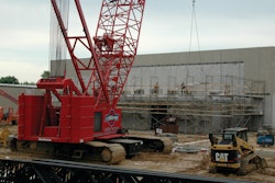Initially, a three-crane rigging setup was expected to be used to set the 22.5- to 55-ft. vertical panels. However, a single 220-ton-capacity Manitowoc Model 14000 crawler crane was able to set even the largest panels in place.