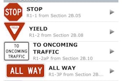 MUTCD mobile app signs reference page lets you quickly find images of signs from the 2009 MUTCD manual.