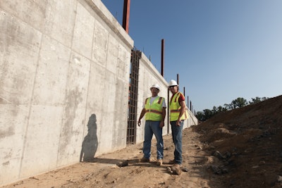 Canyon Contracting President Jay Keller (right) and General Superintendent Mike Messink (left) on site at Loudoun County High School #6 in Leesburg, Va.