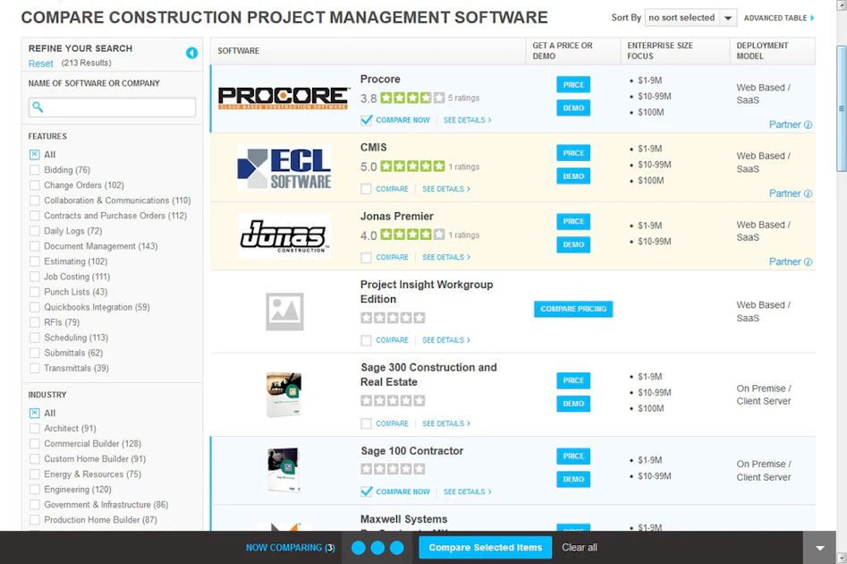 Construction Partner Software New Tool Compares Construction Project Management Software | For ...