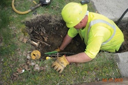 Brandon Nolder of M. O'Herron Co. tests a prototype Hole Hammer with a standard replaceable head.