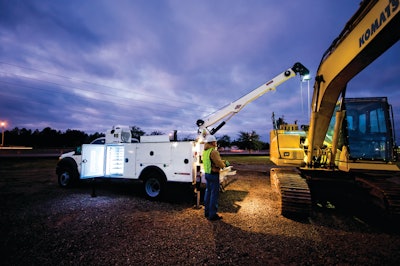 Lighted cabinets and work lights can increase efficiency when technicians work after sunset.