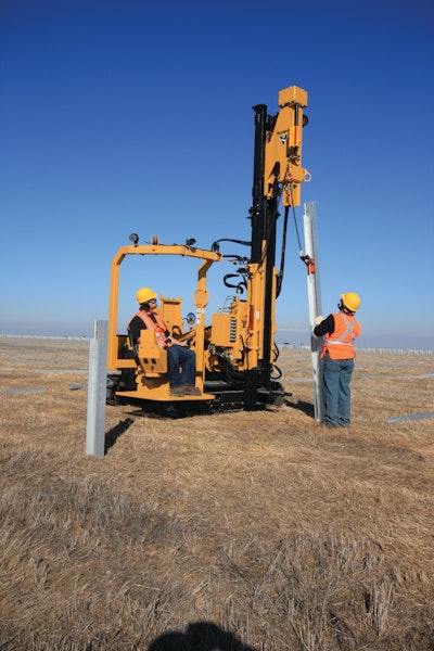 Belectric USA used a Vermeer PD10 post driver to install 4,600 solar panel rack support posts for an Oregon solar power plant.