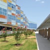 The outside facade of the Billy Earl Dade Middle School in Dallas, Texas, which opened on time and under budget thanks in part to a new rapid-drying concrete technology.