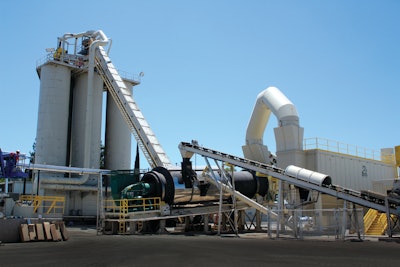 The plant operates with four 32,000 gallon CEI vertical asphalt tanks.