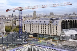 The two Liebherr 380 EC-B 16 Litronic flat-top cranes being used on the Canopee Les Halles project are fitted with a 164-ft. boom – one with a hook height of 98 ft. and the other with a hook height of 131 ft.