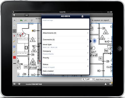 A pushpin feature lets the user 'drop' pushpins onto project drawings and photos indicating where there are issues that need to be fixed.