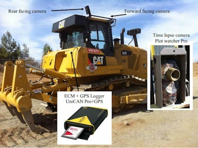 Cat D7E in the UC Riverside study equipped with activity-measuring devices to establish common duty cycles.