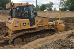 CE Contracting used a Trimble GCS900 grade control system with dual GNSS an-tennas on its John Deere 750K crawler dozer to grade the site.
