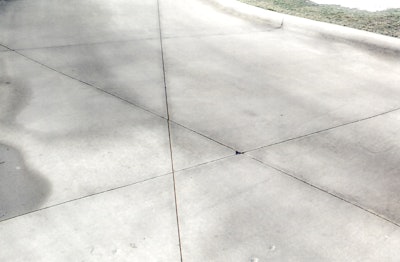 This is an example of poorly laid out joints for a parking lot. The contractor was lucky to not have cracks crossing the many acute angles.