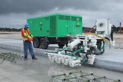 By attaching the Minnich A-4SCW to a 750-cfm portable air compressor, Archer Western's crew was able to employ a fully contained, fully powered unit that could be driven down the slab via remote control.