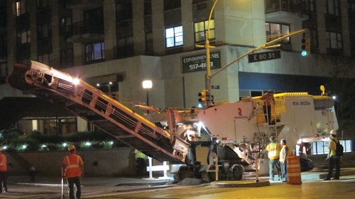 The Roadtec RX-900e milled the concrete at 1 inch deep, traveling at 35 to 40 feet per minute.