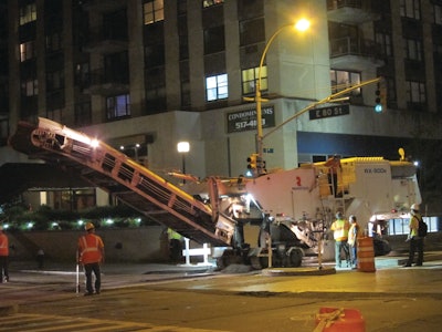The Roadtec RX-900e milled the concrete at 1 inch deep, traveling at 35 to 40 feet per minute.