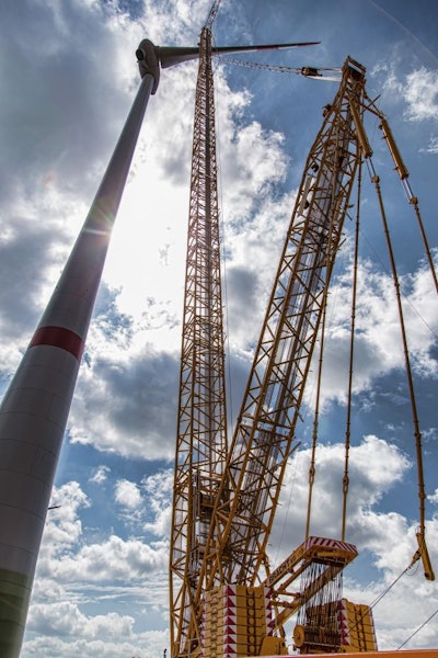 Terex's Superlift 3800 cranes were used to erect the tallest wind turbines in the E-101 series at a wind farm in Germany. The cranes erected turbines that reached a hub height of 489 ft.