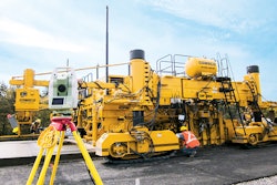 Surianello Concrete is using a Leica 3D stringless guidance system on the GOMACO GHP-2800 four-track paver.