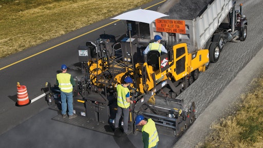Volvo offers a four sonic material feeder system on its P7000-series paver. Two sonic feed controllers manage the conveyor's material load; the other two in the auger channel control the amount of material going to the screed.
