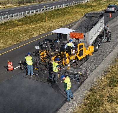 Volvo offers a four sonic material feeder system on its P7000-series paver. Two sonic feed controllers manage the conveyor's material load; the other two in the auger channel control the amount of material going to the screed.