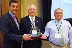 The New Hampshire DOT is honored with FP2 Inc.’s James B. Sorenson Award for Excellence in Pavement Preservation. At Nov. 12 presentation are, from left, NH DOT Commissioner Chris Clement; FP2 executive director Jim Moulthrop; and Eric Thibodeau, chief, pavement management for NH DOT.