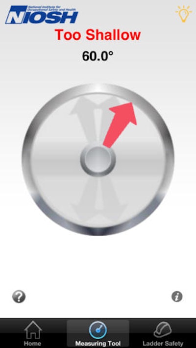 The Ladder Safety app uses visual and sound signals to assist in positioning extensions ladders.