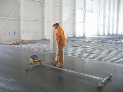 When it came time to measure the placements against the F-min specification and render a certification for compliance, a Floor Levelness and Flatness firm used the F-min Profiler to measure the exact wheel path of the intended material handling equipment. This allowed for instant results ensuring accurate measurements and layout of spot grinding in out-of-tolerance areas.