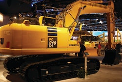 Komatsu showcased a prototype PC2210 excavator at CONEXPO with the integrated grade control.
