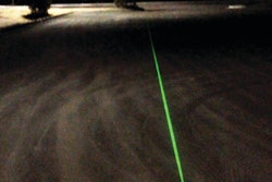 LaserLine can attach to any striping machine and gives the operator a spot reference for a line, or an actual line, when used at night.