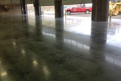 Pictured is the completed service bay at Western States Equipment Company after cleaning with the autoscrubber and before applying the FirstPolish, step three.