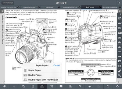 Double-page mode allows the user to view an entire spread.