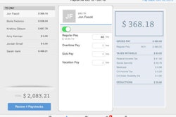 Intuit Online Payroll mobile app payroll screen on iPad