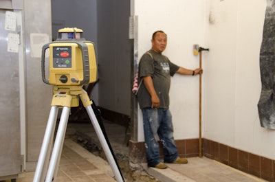 Habilitat Construction Services have been using the donated lasers for transfer heights on long 40- to 50-ft. expanses of walls, maintaining finish heights for ceramic tiling and positioning the structural post foundations on a garage.