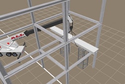 Because the walkway could not be lowered without potential damage to the concrete supports, it was rigged with custom cables for slinging.