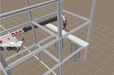 Because the walkway could not be lowered without potential damage to the concrete supports, it was rigged with custom cables for slinging.