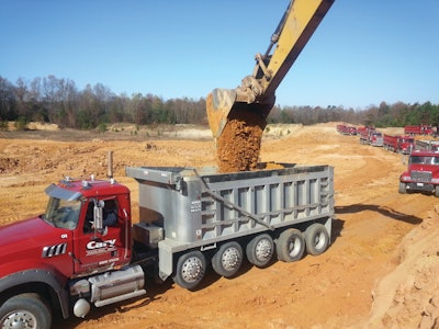 Applications for D.W. Cary's Mack trucks include hauling road salt for municipalities and removing dirt from large earthmoving projects.