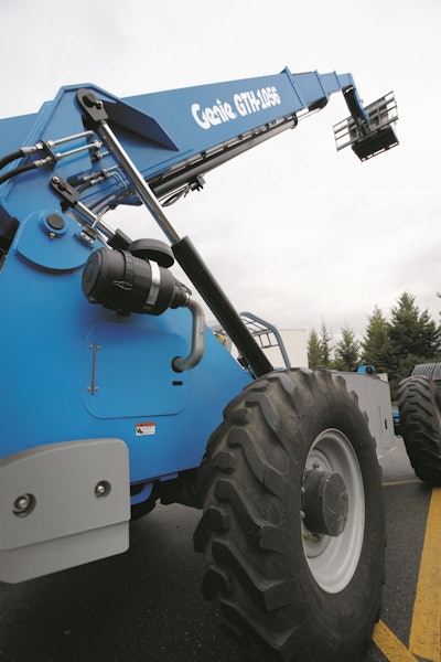 High-reach telehandlers are capable of delivering heavy loads to extreme heights. For example, the Genie GTH-1056 can deliver 4,000 lbs. up to its 56-ft. maximum lift height.