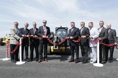 Left to right: President of Volvo CE Dealer Advisory Council Brad Stimmel, Swedish Ambassador to the United States Björn Lyrvall, U.S. Congressmen Scott Perry, Volvo CE America’s President Göran Lindgren, U.S. Congressmen Bill Shuster, U.S. Congressmen Lou Barletta, Pennsylvania Senator Richard Alloway and Pennsylvania Representative Rob Kauffman.